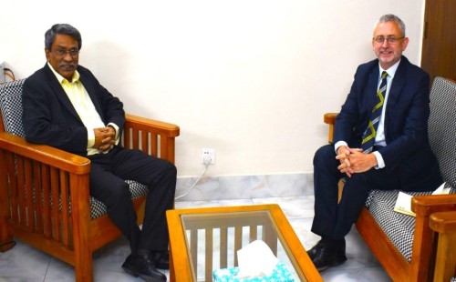 জাতীয় ঐকমত্য কমিশনের সহ-সভাপতি আলী রীয়াজের সঙ্গে ইইউ রাষ্ট্রদূত মাইকেল মিলারের বৈঠক